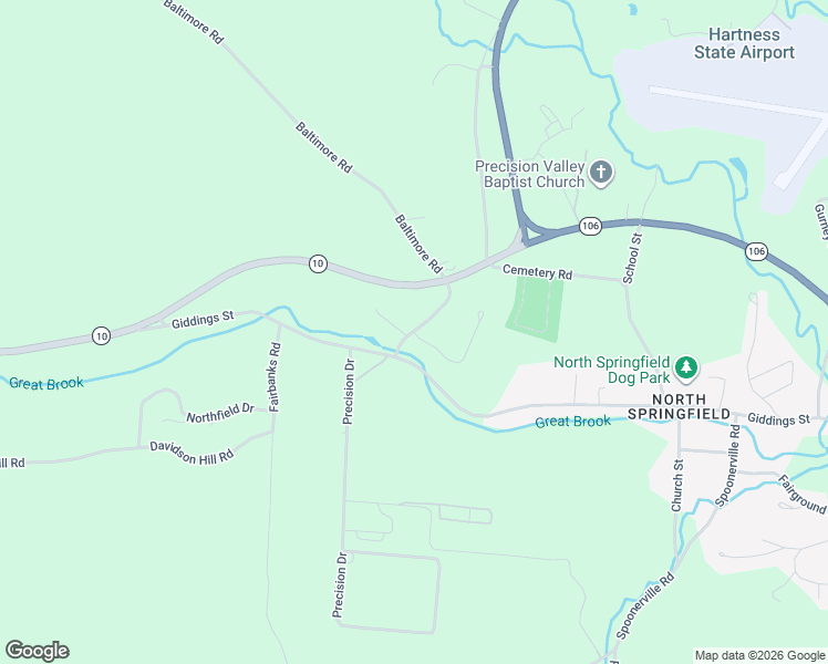 map of restaurants, bars, coffee shops, grocery stores, and more near 58 County Road South in Springfield
