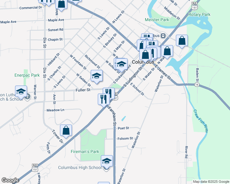map of restaurants, bars, coffee shops, grocery stores, and more near 546 Park Avenue in Columbus