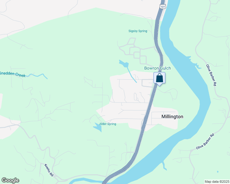 map of restaurants, bars, coffee shops, grocery stores, and more near 93593 McKenna Lane in Coos Bay
