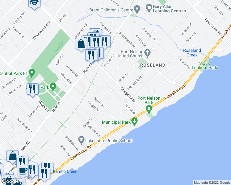 map of restaurants, bars, coffee shops, grocery stores, and more near 333 Saint Paul Street in Burlington