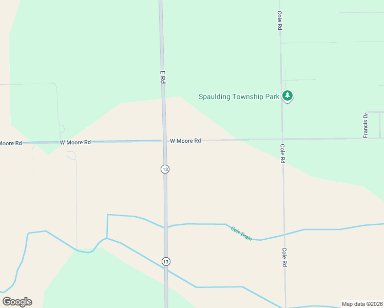 map of restaurants, bars, coffee shops, grocery stores, and more near 6165 East Road in Saginaw