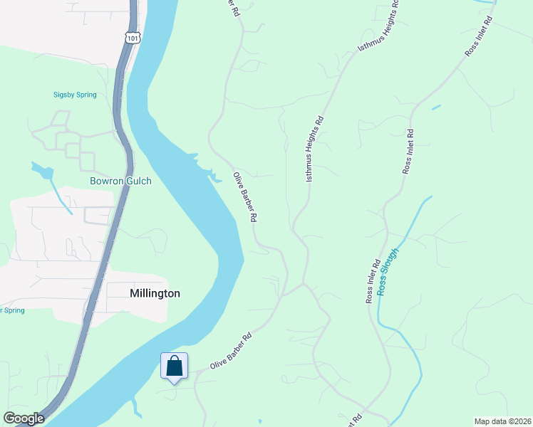 map of restaurants, bars, coffee shops, grocery stores, and more near 62927 Olive Barber Road in Coos Bay