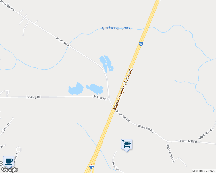 map of restaurants, bars, coffee shops, grocery stores, and more near Burnt Mill Road in Wells