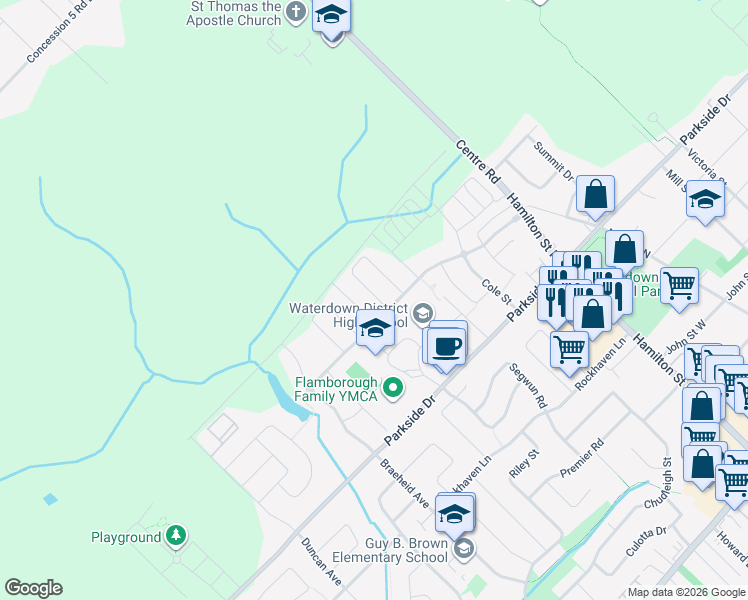 map of restaurants, bars, coffee shops, grocery stores, and more near 93 Fingland Crescent in Hamilton