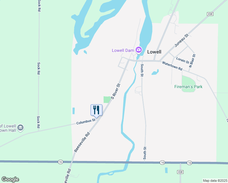 map of restaurants, bars, coffee shops, grocery stores, and more near 420 South River Street in Lowell