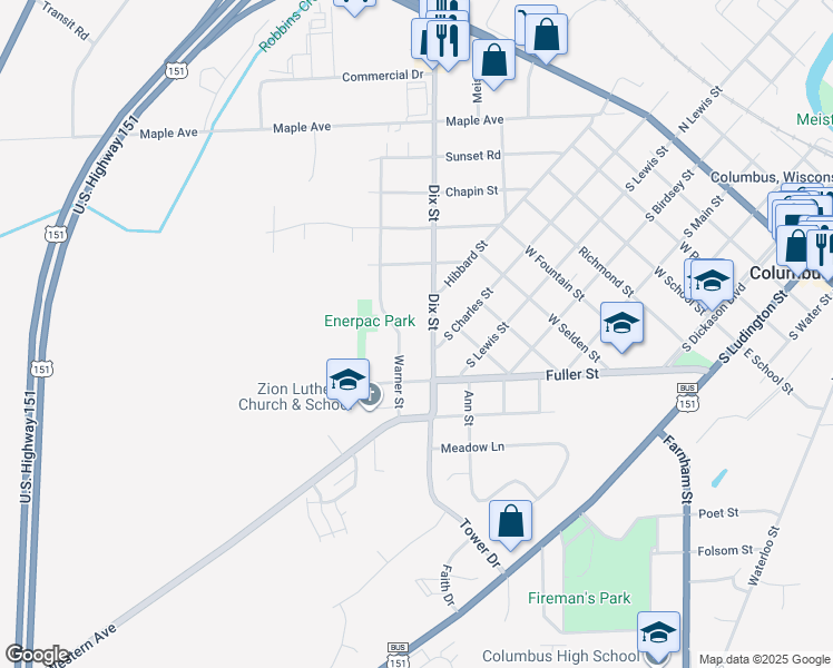 map of restaurants, bars, coffee shops, grocery stores, and more near 954 Dix Street in Columbus