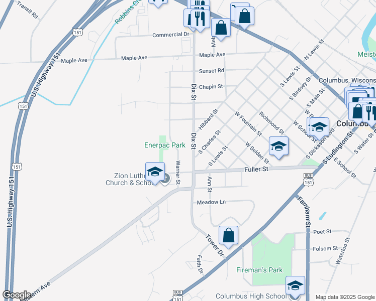 map of restaurants, bars, coffee shops, grocery stores, and more near 954 Dix Street in Columbus