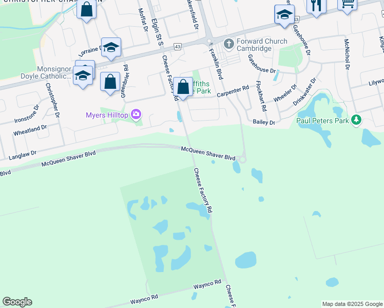 map of restaurants, bars, coffee shops, grocery stores, and more near Cheese Factory Road in Cambridge