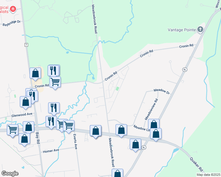 map of restaurants, bars, coffee shops, grocery stores, and more near 140 Cronin Road in Glens Falls North