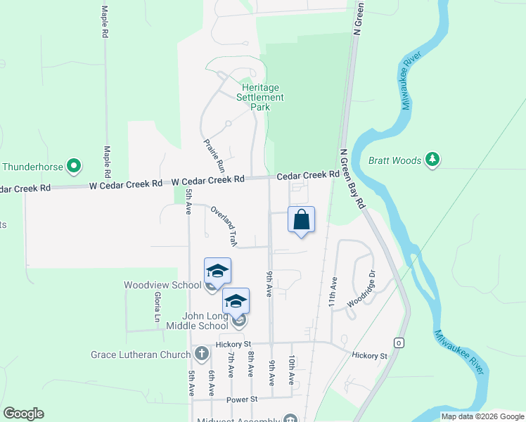 map of restaurants, bars, coffee shops, grocery stores, and more near 431 9th Avenue in Grafton