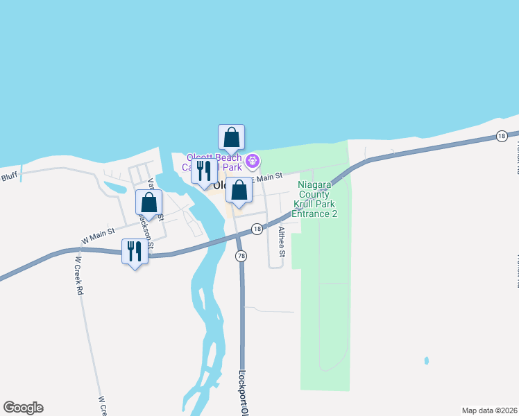 map of restaurants, bars, coffee shops, grocery stores, and more near 5981 Washington Street in Burt