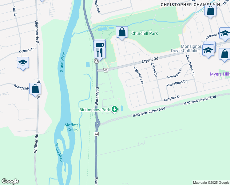 map of restaurants, bars, coffee shops, grocery stores, and more near 83 Birkinshaw Road in Cambridge