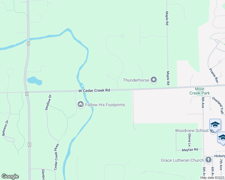 map of restaurants, bars, coffee shops, grocery stores, and more near 4724 West Cedar Creek Road in Grafton