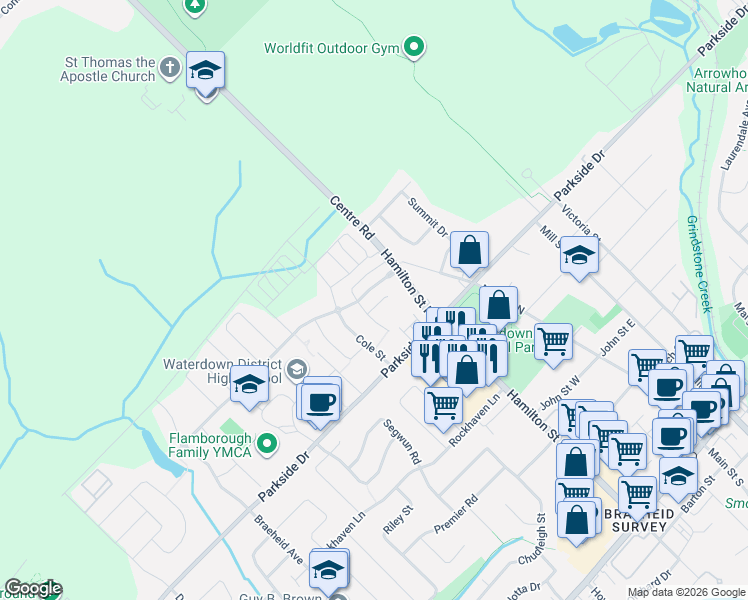map of restaurants, bars, coffee shops, grocery stores, and more near 146 Truedell Circle in Hamilton