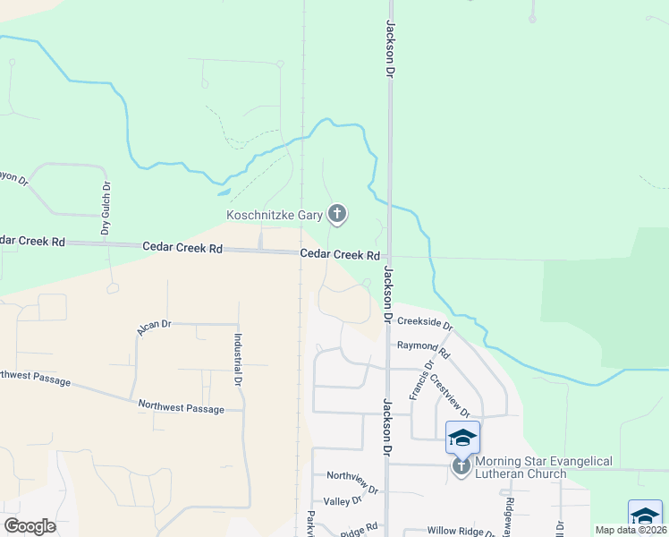 map of restaurants, bars, coffee shops, grocery stores, and more near 2387-2535 Cedar Creek Road in Jackson