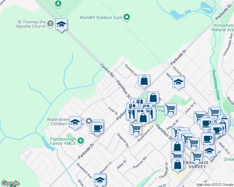 map of restaurants, bars, coffee shops, grocery stores, and more near 132 Truedell Circle in Hamilton