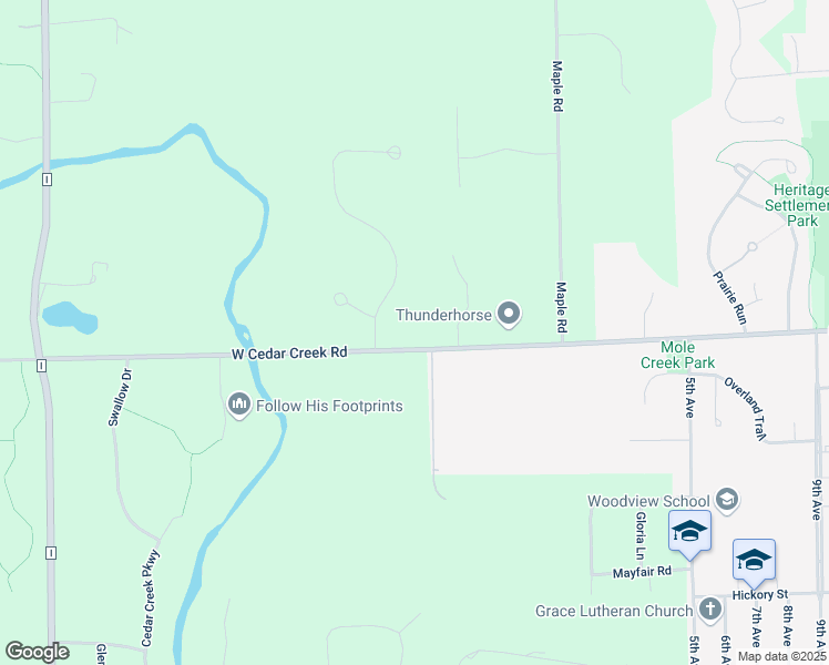 map of restaurants, bars, coffee shops, grocery stores, and more near 4724 West Cedar Creek Road in Grafton