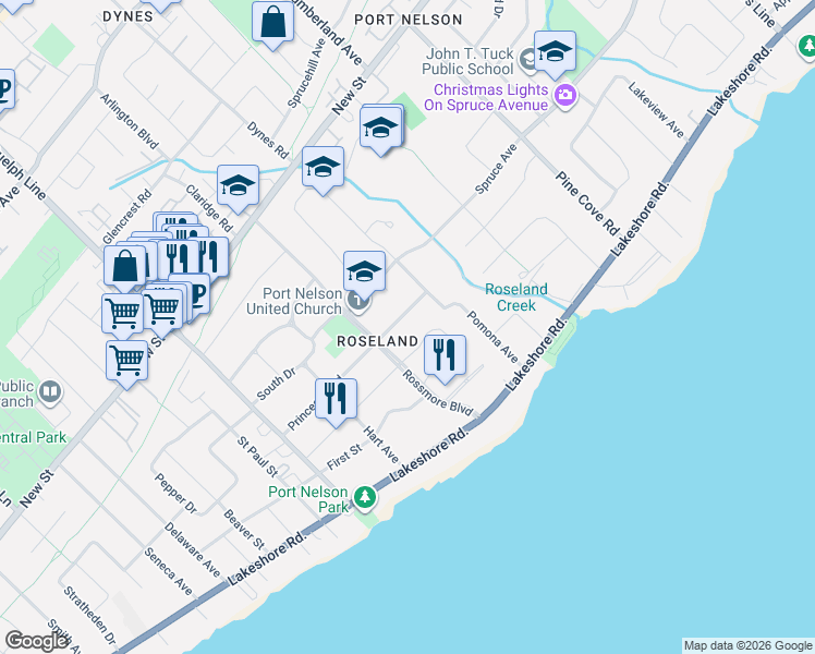 map of restaurants, bars, coffee shops, grocery stores, and more near 3130 Princess Boulevard in Burlington
