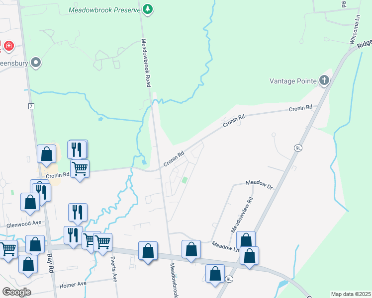 map of restaurants, bars, coffee shops, grocery stores, and more near 140 Cronin Road in Queensbury