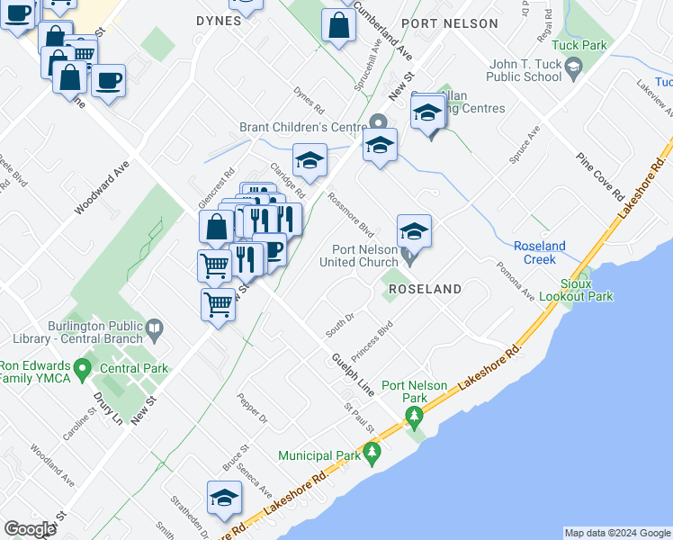 map of restaurants, bars, coffee shops, grocery stores, and more near 3059 Woodland Park Drive in Burlington