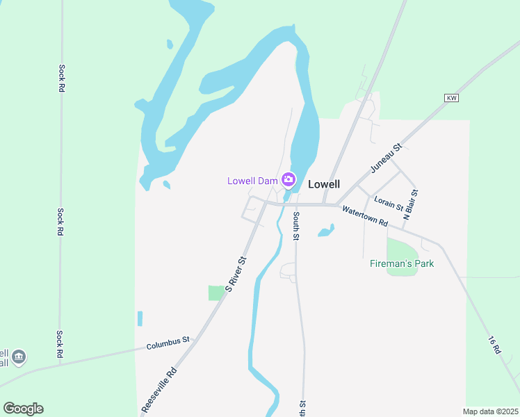 map of restaurants, bars, coffee shops, grocery stores, and more near 130 South River Street in Lowell