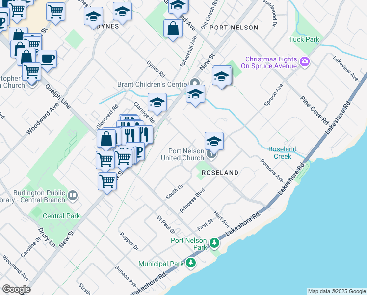 map of restaurants, bars, coffee shops, grocery stores, and more near 3095 Woodland Park Drive in Burlington