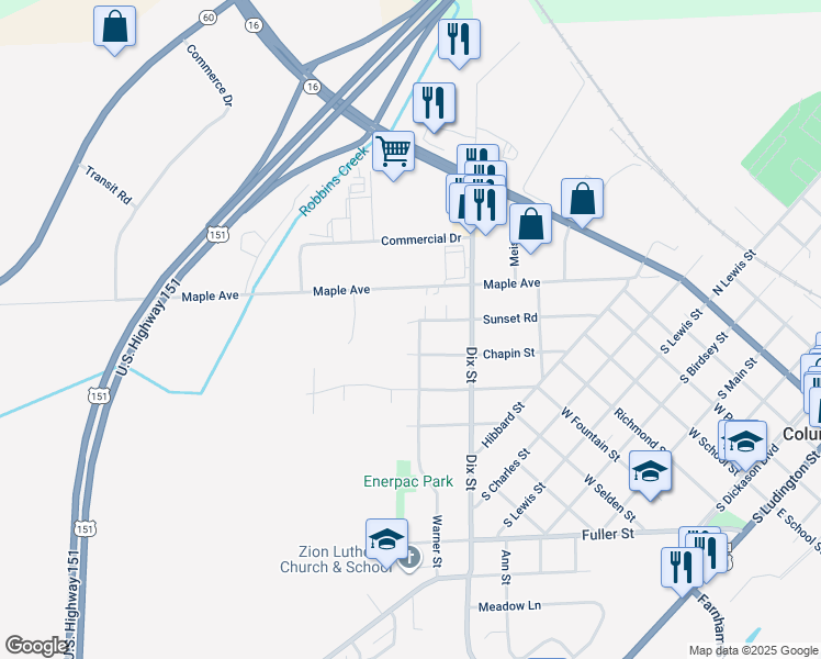 map of restaurants, bars, coffee shops, grocery stores, and more near 371 Sunset Road in Columbus