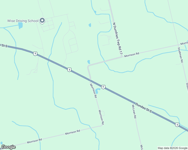 map of restaurants, bars, coffee shops, grocery stores, and more near 2531 Dundas Street South in Cambridge