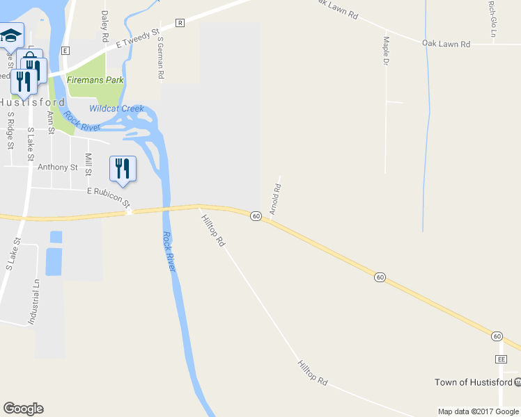 map of restaurants, bars, coffee shops, grocery stores, and more near W3856 Wisconsin 60 Trunk in Neosho