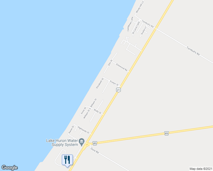 map of restaurants, bars, coffee shops, grocery stores, and more near 71259 William Street North in Dashwood