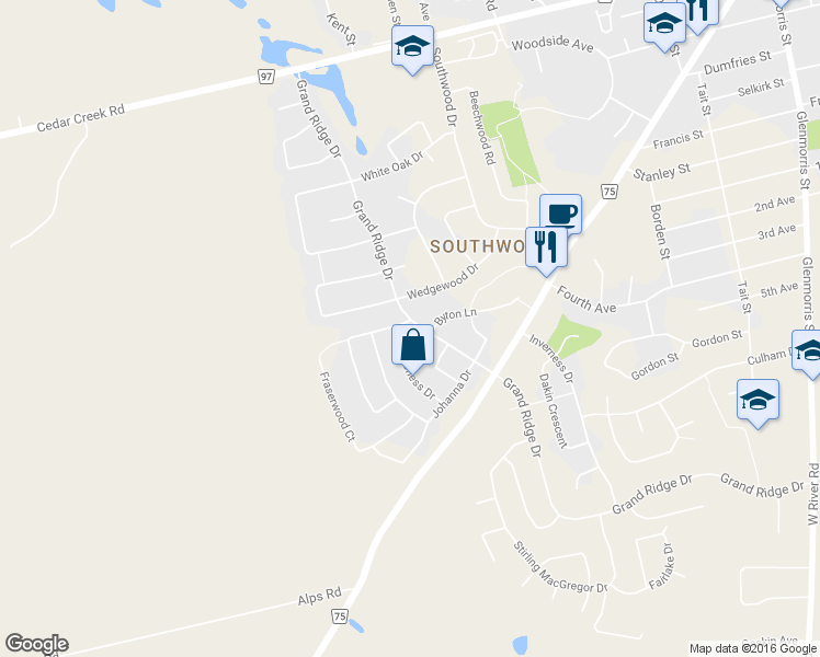 map of restaurants, bars, coffee shops, grocery stores, and more near 383 Grand Ridge Drive in Cambridge