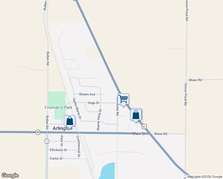 map of restaurants, bars, coffee shops, grocery stores, and more near N1849 U.S. 51 in Arlington