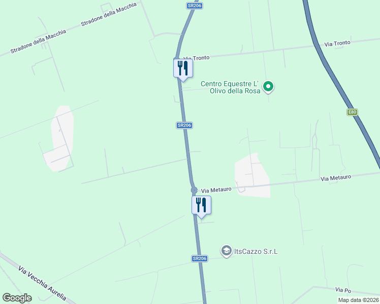 map of restaurants, bars, coffee shops, grocery stores, and more near 42 SR206 in Provincia di Livorno