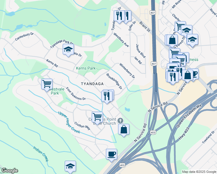 map of restaurants, bars, coffee shops, grocery stores, and more near 1325 White Cedar Trail in Burlington