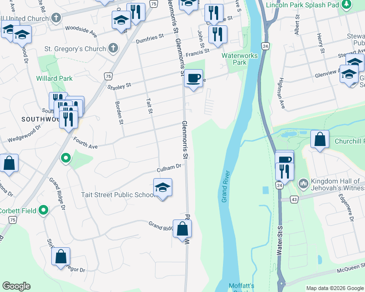 map of restaurants, bars, coffee shops, grocery stores, and more near 174 Glenmorris Street in Cambridge