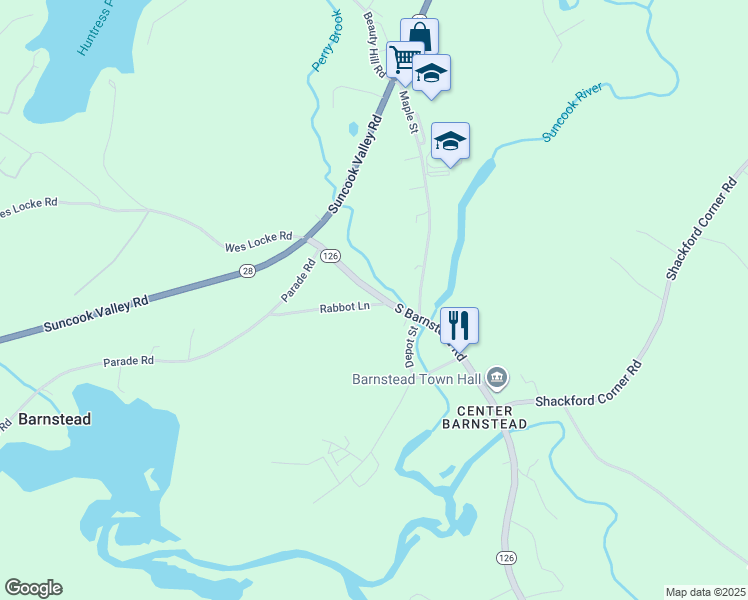 map of restaurants, bars, coffee shops, grocery stores, and more near 39 South Barnstead Road in Barnstead