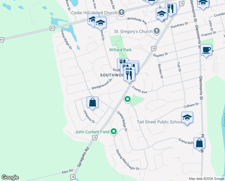 map of restaurants, bars, coffee shops, grocery stores, and more near 66 Byton Lane in Cambridge