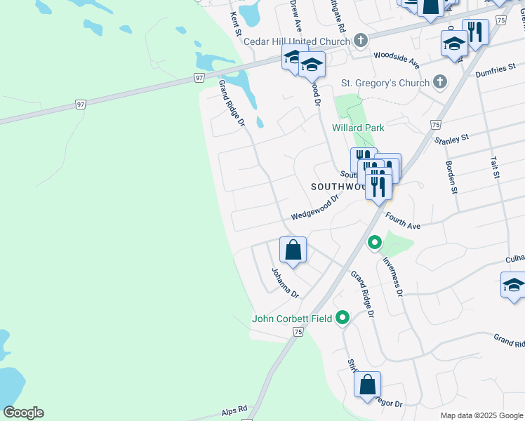 map of restaurants, bars, coffee shops, grocery stores, and more near 49 Delavan Drive in Cambridge
