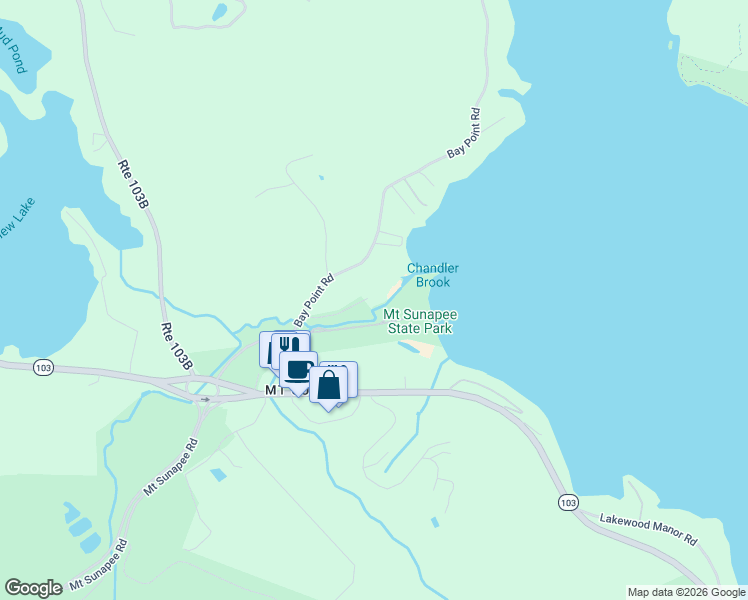 map of restaurants, bars, coffee shops, grocery stores, and more near 39 Chandler Brook Road in Newbury