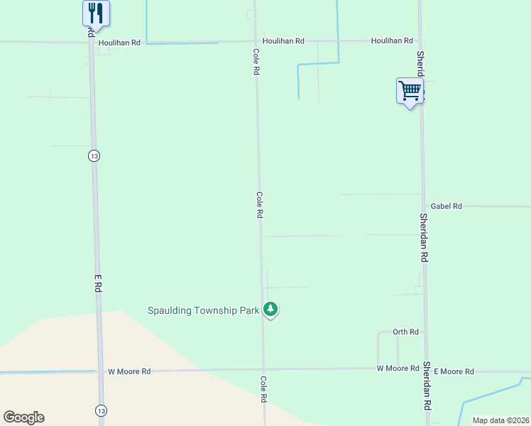 map of restaurants, bars, coffee shops, grocery stores, and more near 5478 Cole Road in Saginaw