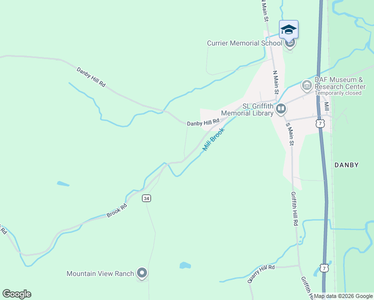 map of restaurants, bars, coffee shops, grocery stores, and more near 446 Brook Road in Danby