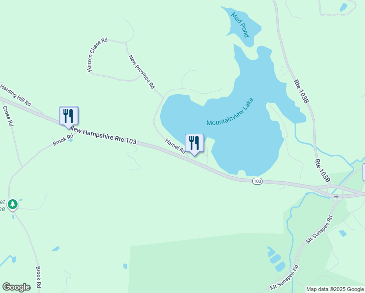 map of restaurants, bars, coffee shops, grocery stores, and more near 7 Morningside Drive in Sunapee