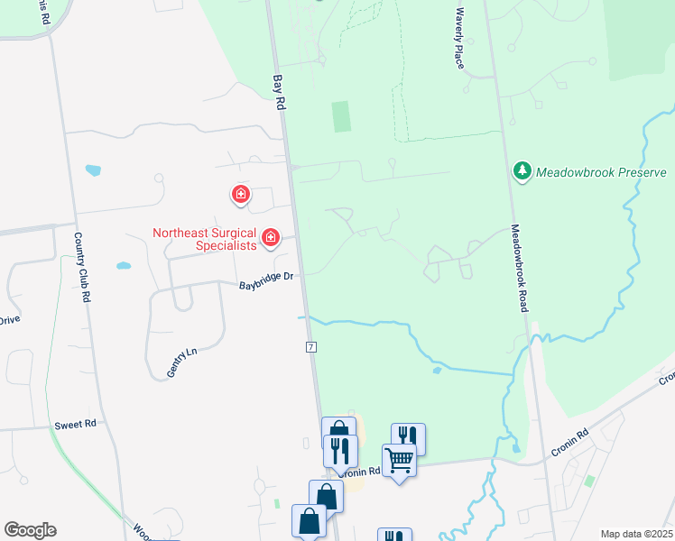 map of restaurants, bars, coffee shops, grocery stores, and more near 22 Willowbrook Road in Queensbury