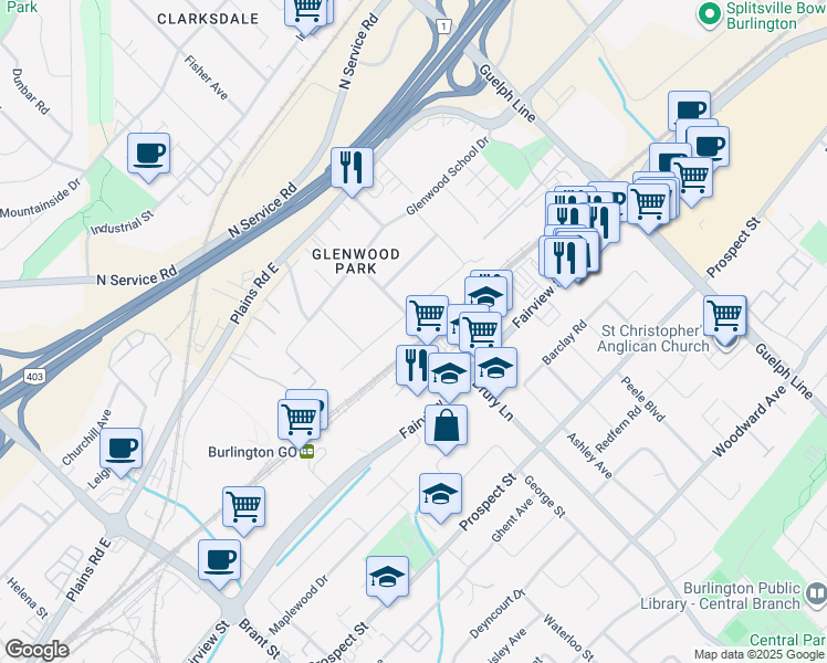 map of restaurants, bars, coffee shops, grocery stores, and more near 892 Orpha Street in Burlington