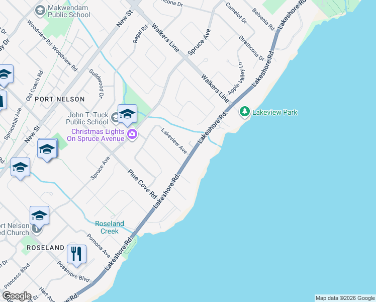 map of restaurants, bars, coffee shops, grocery stores, and more near 206 Lakeview Avenue in Burlington