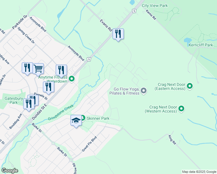 map of restaurants, bars, coffee shops, grocery stores, and more near 352 Humphrey Street in Hamilton
