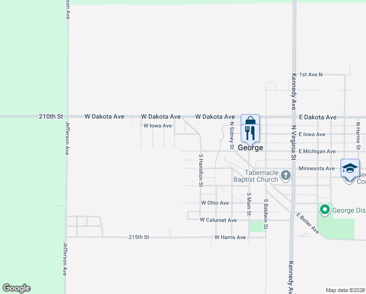 map of restaurants, bars, coffee shops, grocery stores, and more near 100-198 North Hamilton in George