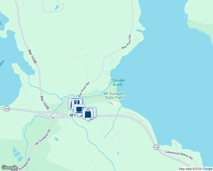 map of restaurants, bars, coffee shops, grocery stores, and more near 39 Chandler Brook Road in Newbury
