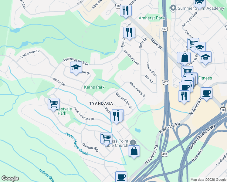 map of restaurants, bars, coffee shops, grocery stores, and more near 1402 Winterberry Drive in Burlington
