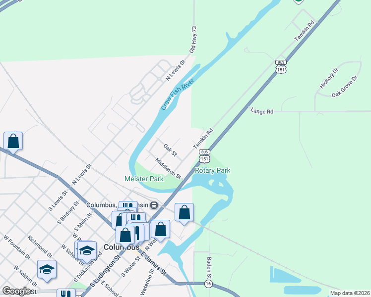 map of restaurants, bars, coffee shops, grocery stores, and more near 727 North Dickason Boulevard in Columbus